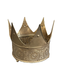 KROON ALS FLOWERPOT DECORATIE SCHAAL OP VOETJE GOLD 20,5 cm