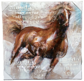 SCHILDERIJ MUSTANG IN GALOP 60x60 cm