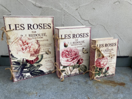 DECORATIE BOEKEN LES ROSES 3 DLG GROTE SET