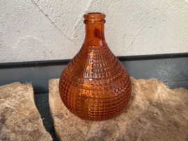 Sfeervolle Bolvaas Geblokt Amber Glas 16 cm