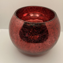 WINDLICHT BOL CRAQUELE GLAS PAREL EFFECT ROOD 15 cm