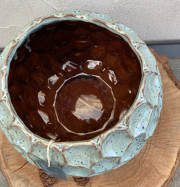 POT GEGLAZUURD GROEN KERAMIEK GROOT DIA 28 CM