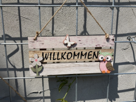 HOUT DECO HANGER NR 138-140 met WILLKOMMEN