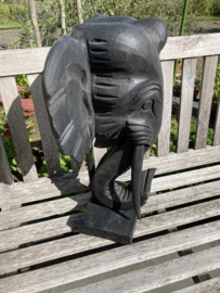 OLIFANTEN KOP OP STANDAARD ZWART 54 cm