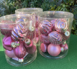 KOKER MET 10 KERSTBOOM BALLEN ROZE