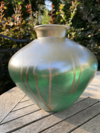 VAAS DECORATIEVE GLAS GROEN GOUD 19 cm