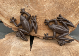 GIETIJZEREN FROG KIKKER MUURDECORATIE BRUIN