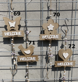 HOUT DECO HANGER NR 69-72 met PORSELEINEN DECOR