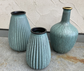 FLESSEN VAAS GREEN HANDPAINTED GROOT