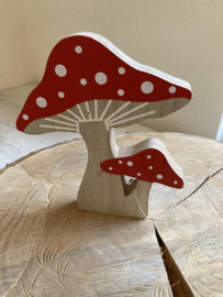 HOUTEN DECORATIE PADDENSTOEL 18 CM