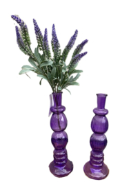 SIERVAAS- KANDELAAR FLORENCE SET GLAD EN GERIBBELD PAARS 28 cm