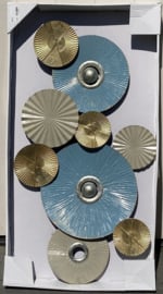 METALEN WANDDECORATIE 88 cm goud, zilver, blauw