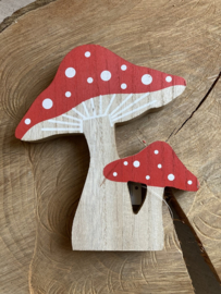 HOUTEN DECORATIE PADDENSTOEL 18 CM