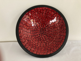 MOZAÏEK SCHAAL ROOD ROND 38 cm