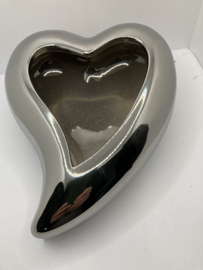 HART ZILVER GEGLAZUURD PLANTENSCHAAL MIDDEL 22 CM