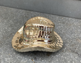 KANDELAAR COWBOYHOED KERAMIEK GOUD 13,5X11X7 CM