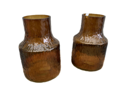 Stijlvolle Glazen Vaas met Structuur warm amber