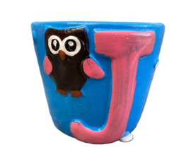 MINI BLOEMPOTJES MET LETTERS EN DIERTJE VOOR KINDERKAMER