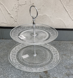 GLAZEN ETAGERE 2 LAGEN 25 EN 20 CM MET HANDVAT