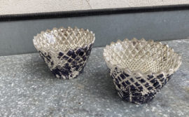 WAXINELICHTHOUDER SILVER BLACK CHECKER H7 Dia 10 cm
