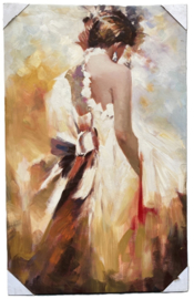 SCHILDERIJ DAME IN GALA 80x50 cm