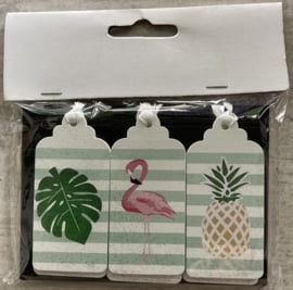 HOUT DECO NR 88 HANGERS BLAD, FLAMINGO EN ANANAS