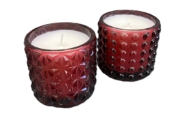 KANDELAAR GLAS ROOD INCL. KAARS 7cm SET A