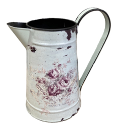 FLOWERPOT BROCANTE SCHENKKAN DECORATIE MET PRINT BLOEMEN IN OLD GREEN 20 cm
