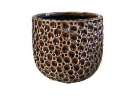 BLOEMPOT DROPS BELLY BROWN D17 H 15 cm