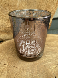 GLAZEN POTJE,  VAASJE, WAXINELICHT LILA / PAARS GLAS 13 CM