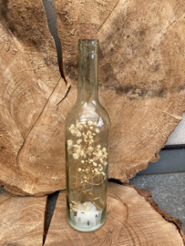FLES MET DROOGBLOEMEN EN LED LICHTJES