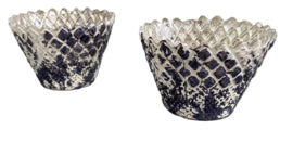 WAXINELICHTHOUDER SILVER BLACK CHECKER H7 Dia 10 cm
