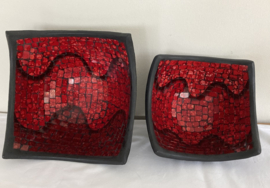 MOZAÏEK SCHAAL ROOD VIERKANT 30X30X16 cm