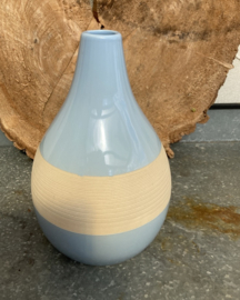 Elegante Bolvaas – Lichtblauw met Ecru Reliëf 27 cm