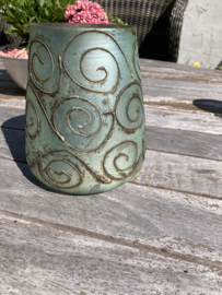 WINDLICHT GROOT GLAS MET RIJKE DECORATIE 16 CM