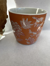 BLOEMPOT ORANJE NAAR CHINEES VOORBEELD 13 CM