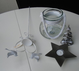 DECO SET STEKER MET VOGELS, WINDLICHT, WAXINELICHT, BOEDDHA