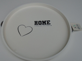 DIENBLAD ROND MDF WIT TEKST HOME