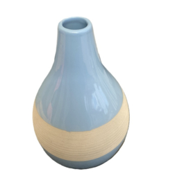 Elegante Bolvaas – Lichtblauw met Ecru Reliëf 27 cm