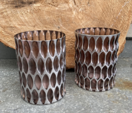 THEELICHTHOUDER ZILVERKLEURIG DIA 11,5 X 15 CM HOOG