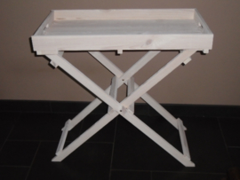 Bijzettafel inklapbaar dienblad white wash butler tray 70x38x70 cm