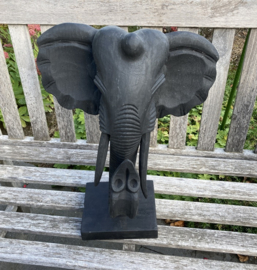 OLIFANTEN KOP OP STANDAARD ZWART 46 cm nr. 1