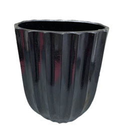 RIBBELVAAS STATIGE ZWARTE VAAS H40 B30 D13,5 cm