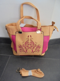 LUXE HAND-SCHOUDERTAS PEACH MET ROZE