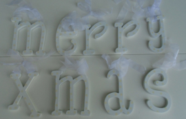 MERRY XMAS HOUTEN LETTERS WIT- GEEL