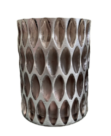 THEELICHTHOUDER ZILVERKLEURIG DIA 11,5 X 15 CM HOOG