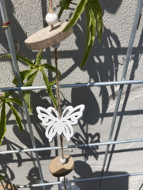 HOUT DECO SLINGER NR 133-137 WITTE FIGUREN MET HOUT SCHIJVEN