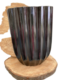 RIBBELVAAS STATIGE ZWARTE VAAS H40 B30 D13,5 cm