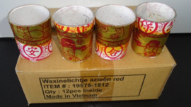 WAXINELICHTJES GLAS AZIEEN RED 12 STUKS