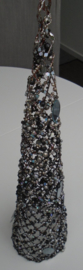 PIRAMIDE, GLITTER BOOM ZILVER SPIEGEL 42 CM